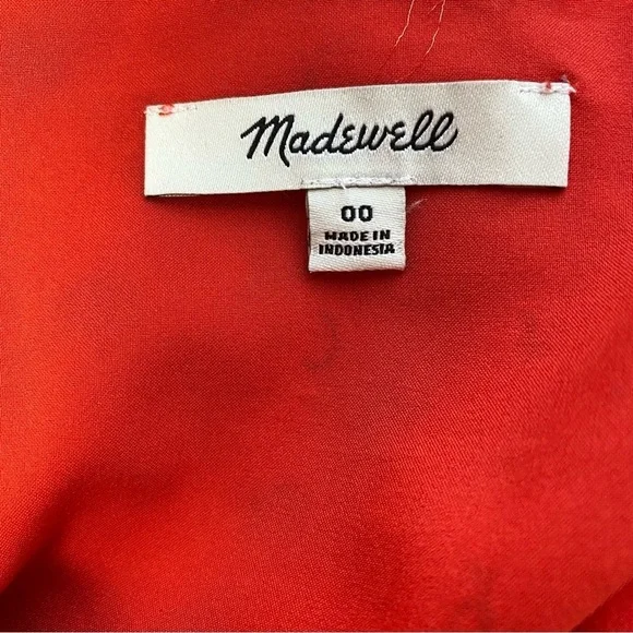 Madewell Floral Tiered Sleeves Peplum Top. Shimmery Red  Sz 00 - Picture 11 of 12